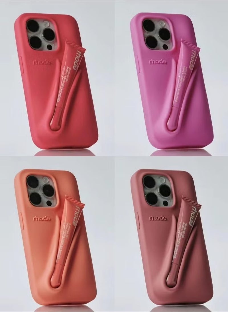 rhode Silicone Lip Holder for Cell Phone, Lip Gloss Adhesive Sleeve for Phone, Lip Holder Stick-on Phone Case, Back Stick On Holder for iPhone Phones（SALTY TAN） - Image 4